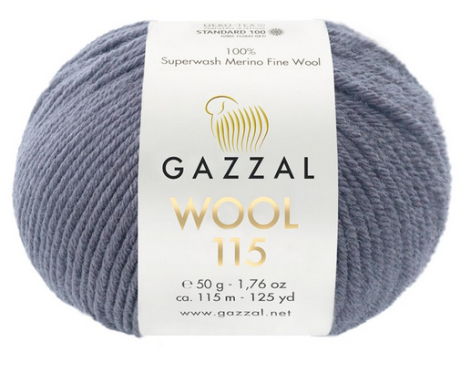 Пряжа Wool 115 Gazzal-3306 темно-сірий