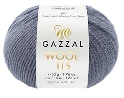 Пряжа Wool 115 Gazzal-3306 темно-сірий