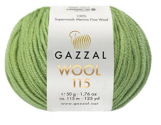 Пряжа Wool 115 Gazzal-3326 зелений