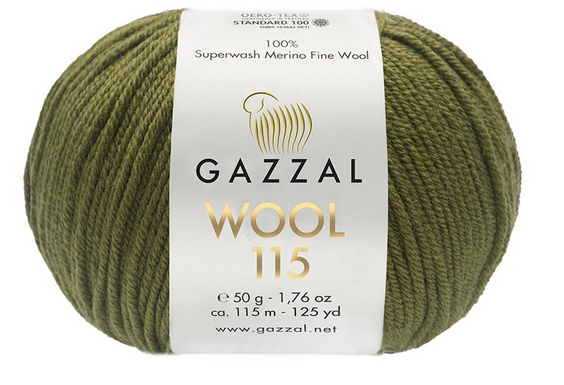 Пряжа Wool 115 Gazzal-3327 хакі