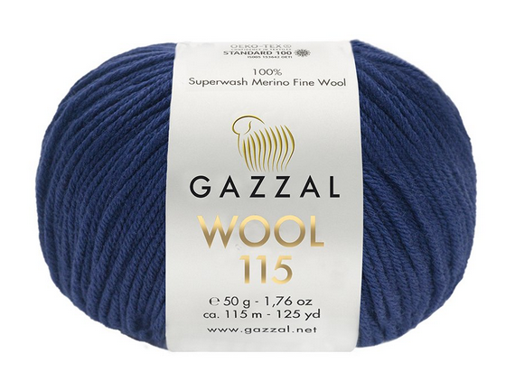 Пряжа Wool 115 Gazzal-3331 темно-синій