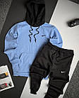 Чоловічий зимовий спортивний костюм Nike сірий ⁇ Утеплений комплект Найк худі та штани, фото 3