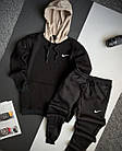 Чоловічий зимовий спортивний костюм Nike сірий ⁇ Утеплений комплект Найк худі та штани, фото 7