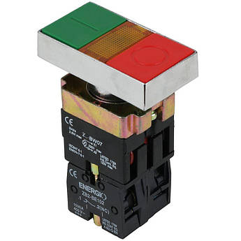 Кнопка ENERGIO XB2-BW8375 ПУСК/СТОП з індикатором зелена + червона NO+NC