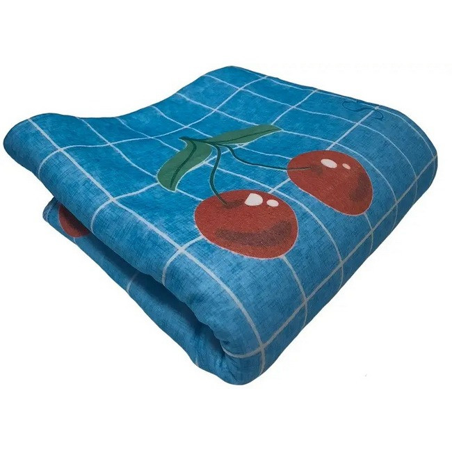 Електропростирадло полуторне Electric blanket 5714, блакитне з вишнями 150х160 см