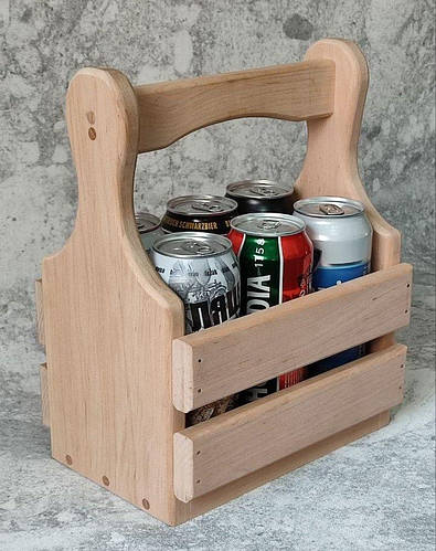 Деревянный ящик для пива Сувенирный переносной для 6 пивных бутылок и ...