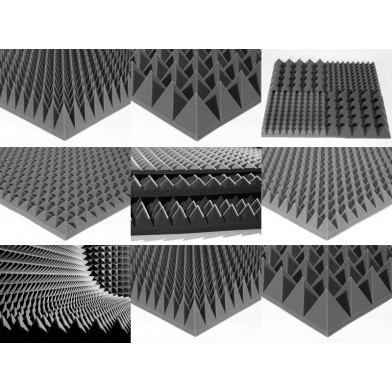 Акустический поролон Ecosound пирамида 15мм 1м х 1м черный графит - фото 3 - id-p1701247398