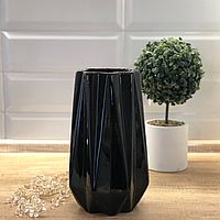Черная керамическая ваза для цветов и декора 25 см