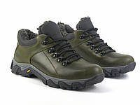 Тактические зимние кроссовки хаки оливковые кожаная мужская обувь на меху Rosso Avangard Erelli Khaki Crazy