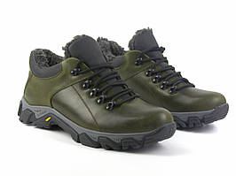 Тактичні зимові чоловічі кросівки оливкове шкіряне взуття на хутрі Rosso Avangard Erelli Brown Crazy