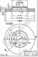 Гальмівний диск передній Опель Астра G Delvan/Астра G (пр. BREMBO 09.7628.14)