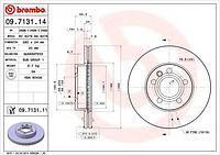 Тормозной диск передний Фольксваген Транспортер / CARAVELLEV/ ТранспортерV (пр-во BREMBO 09.7131.14)