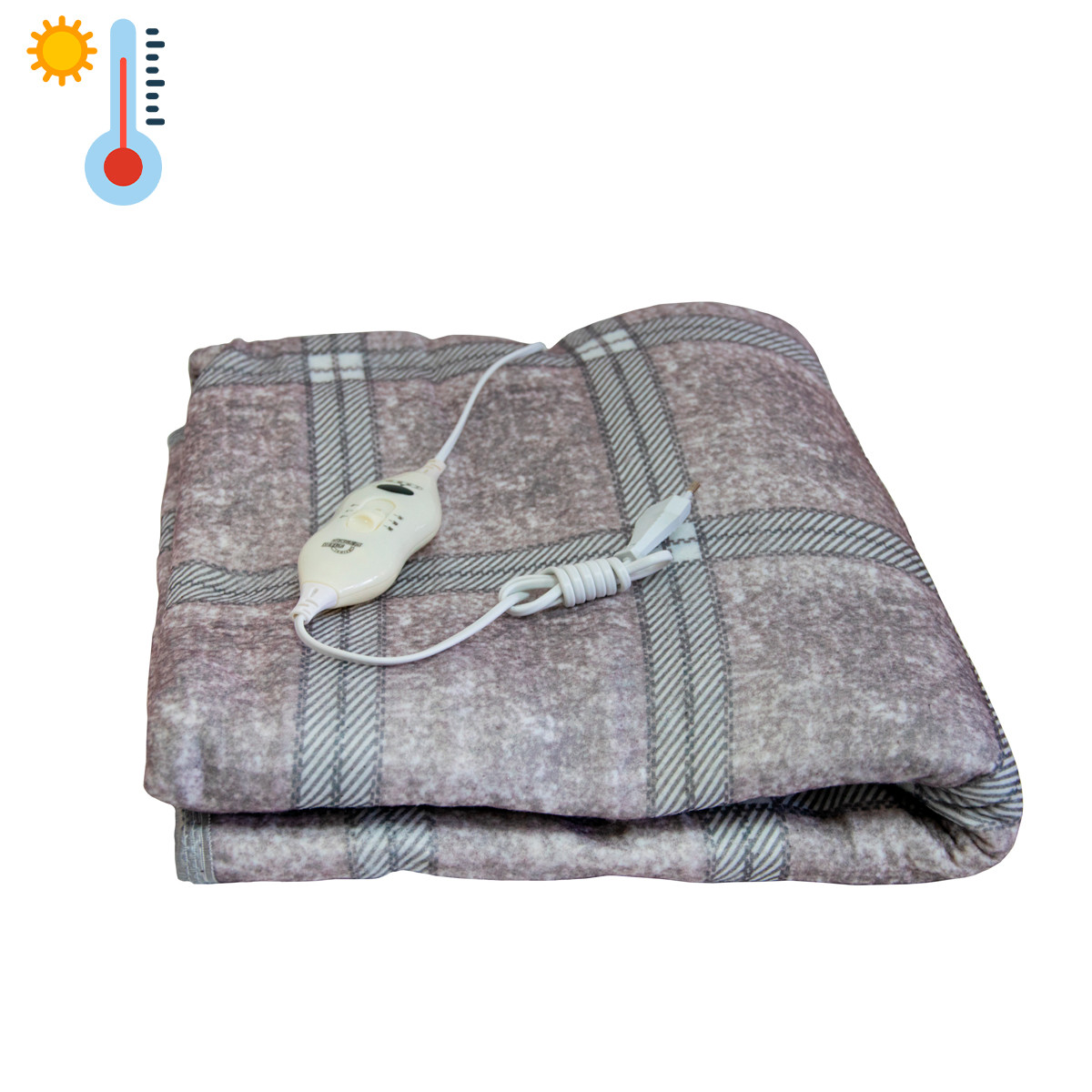 Електропростирадло двоспальне Electric Blanket 150х113см 90W термопростыня Серая в клетку, електроковдра