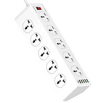 Мережевий фільтр подовжувач LDNIO SC10610, 5USB, 10 розеток, 2 м білий, фото 4