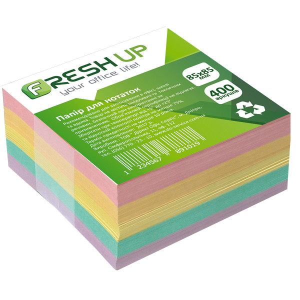 Блок паперу 85х85х400арк. класика Fresh Up 3212 клеєний