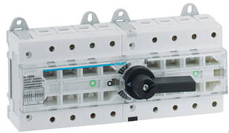 HI406R Перемикач трипозиційний 1-0-2 поворотний, 125А, 400/690В, 4п, 12м, Hager