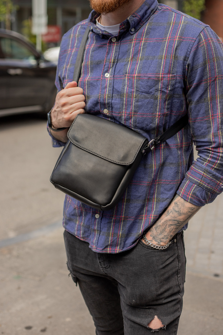 Чоловіча сумка Томас з натуральної шкіри колір Чорний