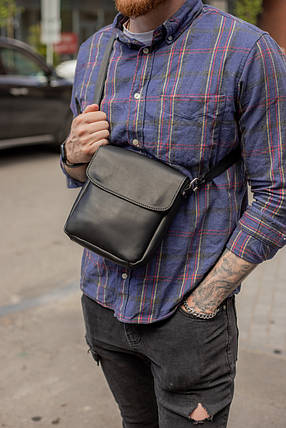 Чоловіча сумка Томас з натуральної шкіри колір Чорний, фото 1