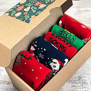 Набір новорічних чоловічих шкарпеток Aura Via (5 пар в подарунковій упаковці), фото 3