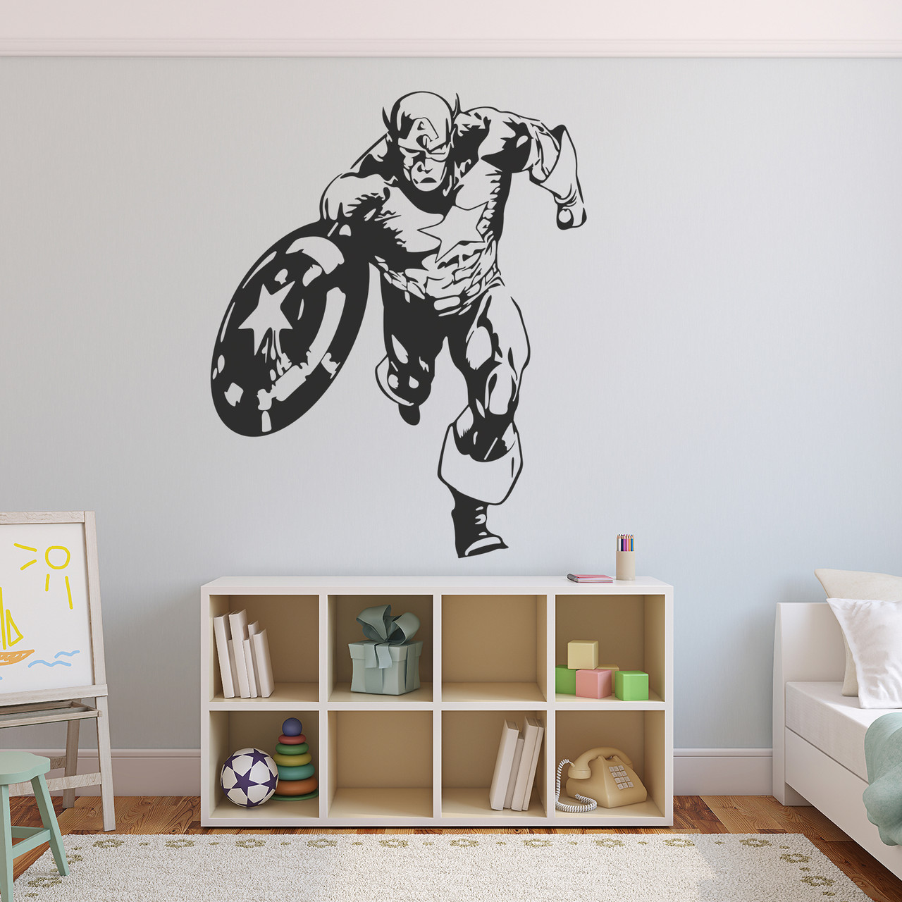 Інтер'єрна наклейка на стіну Супергерої Капітан Америка Oracal Чорний розмір 96х78см