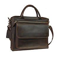 Мужская кожаная сумка А4 коричневая портфель для ноутбука 14