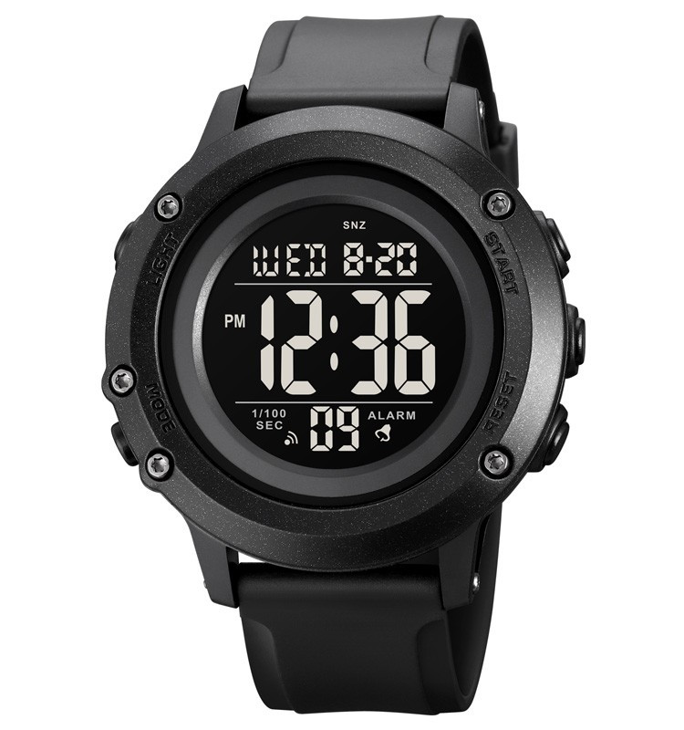 Skmei 1966 чорні з чорним циферблатом чоловічий спортивний годинник, фото 1