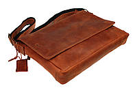 Мужская кожаная сумка для ноутбука светло-коричневая портфель А4