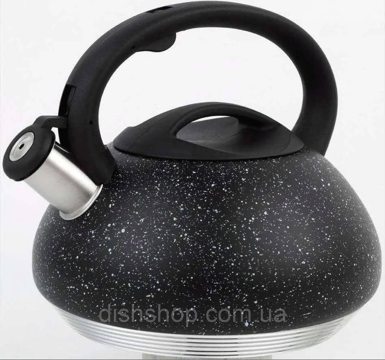 Чайник зі свистком із нержавіючої сталі Benson 3 л (колір чорний)