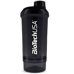 Шейкер Biotech USA Wave + Compact Shaker Black 500 ml (+150 ml)(ЧОРНИЙ)(650 мл.)