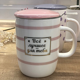 Заварник Фарфоровий C Кришкою І Металевим Фільтром "Позитив" 450мл 6 кольорів