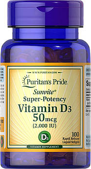 Puritan's Pride Vitamin D3 2000 IU 100 sgels