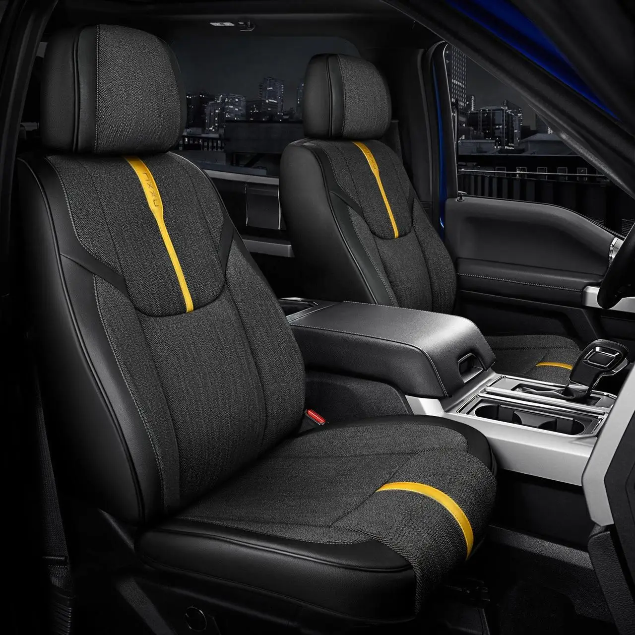 Чохли салону Універсальні Rixxu Bianco чорн/жовт (перед+зад), фото 1