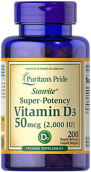 Puritan's Pride Vitamin D3 2000 IU 200 sgels