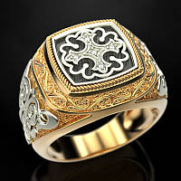 Роскошное золотое мужское кольцо винтажное кольцо с защитным серебряным крестом оберегом для мужчин, размер 19
