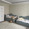 Дитяче кутове ліжко-диван з м'якою спинкою MeBelle TOPPY 90х190 см блакитний бірюзовий велюр (легке чищення), фото 3