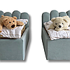 Дитяче кутове ліжко-диван з м'якою спинкою MeBelle TOPPY 90х190 см блакитний бірюзовий велюр (легке чищення), фото 2