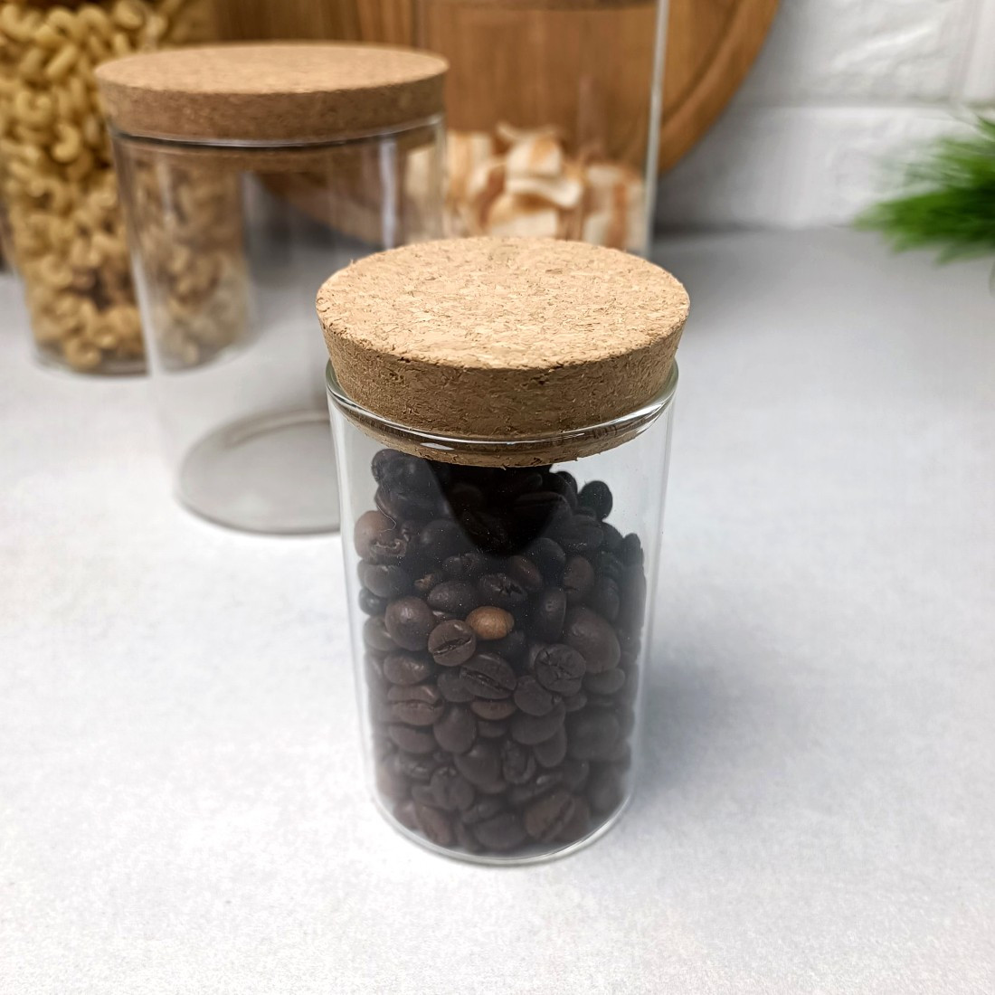 Маленька скляна банка 200 мл із пробковою кришкою