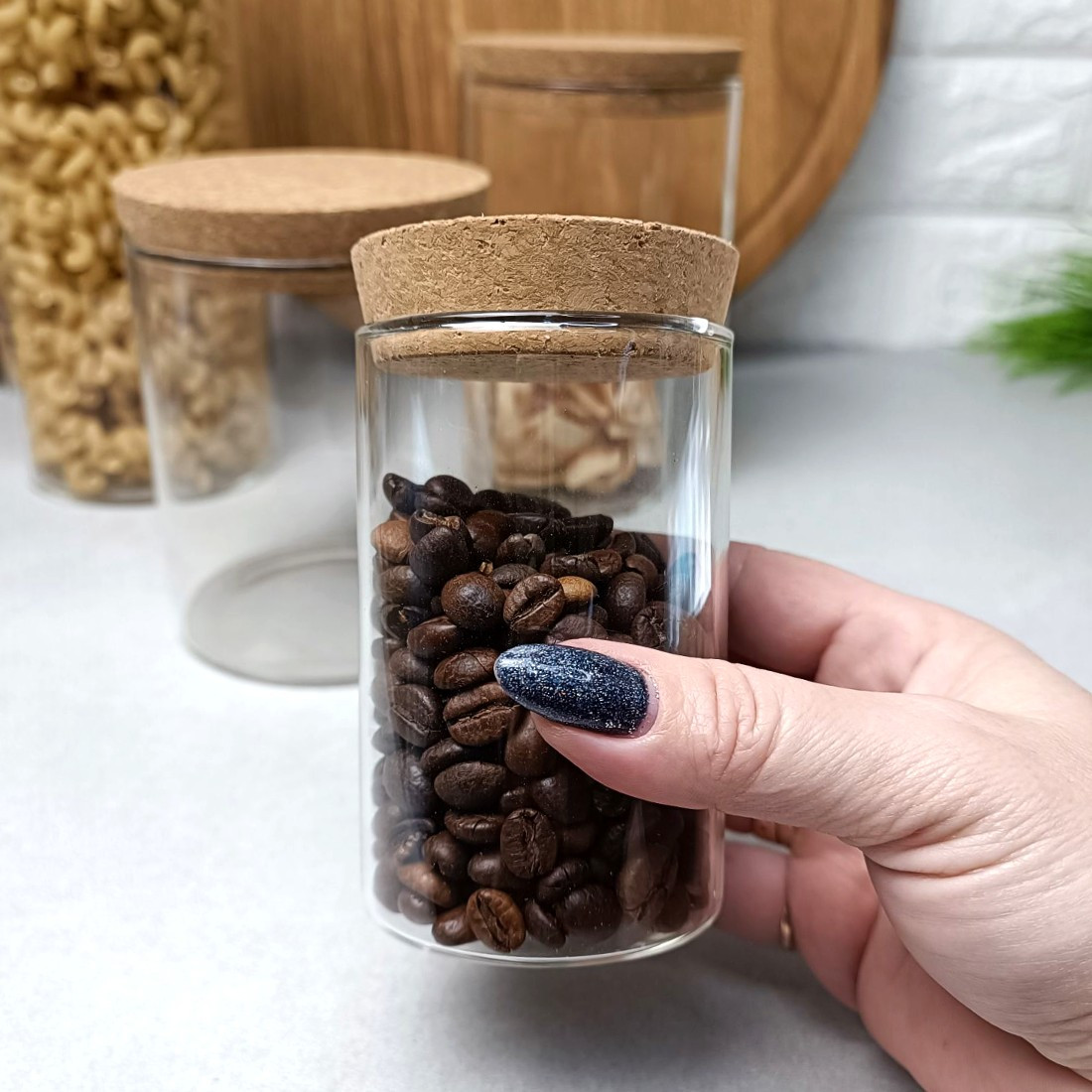 Маленька скляна банка 250 мл із пробковою кришкою, фото 1