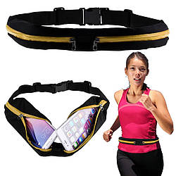 Сумка на пояс для бігу Go Runners Pocket Belt / Поясна спортивна сумка (27х10 см, 17х10) Чорна Помаранчева
