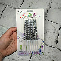 Свічки для торта Перламутр 8 шт Срібло MR-2362-1