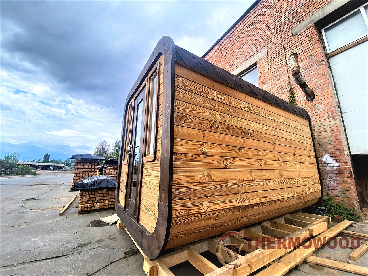 Sauna Cube Quadro Black 3.6x2.35m Thermowood Production - фото 2 - id-p1701407749