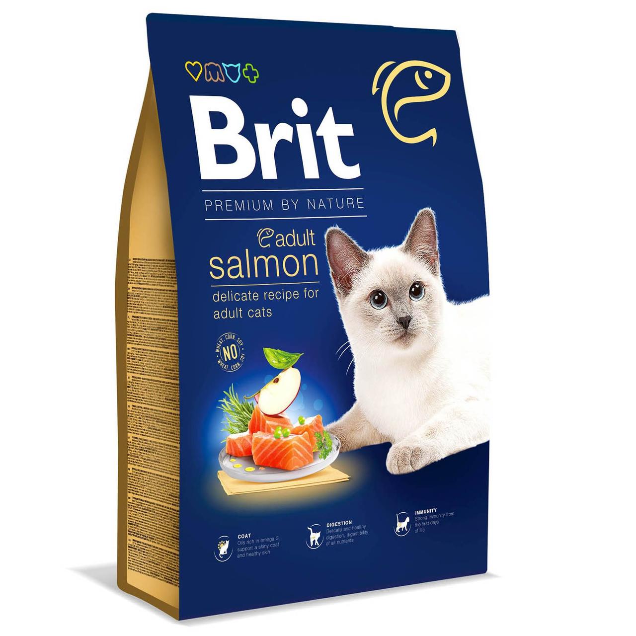 Сухий корм для котів Brit Premium by Nature Cat Adult Salmon 8кг / лосось