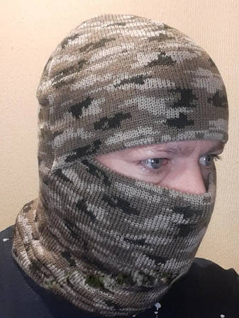 Балаклава чоловіча зимова піксель зимова балаклава тактична військова, фото 1