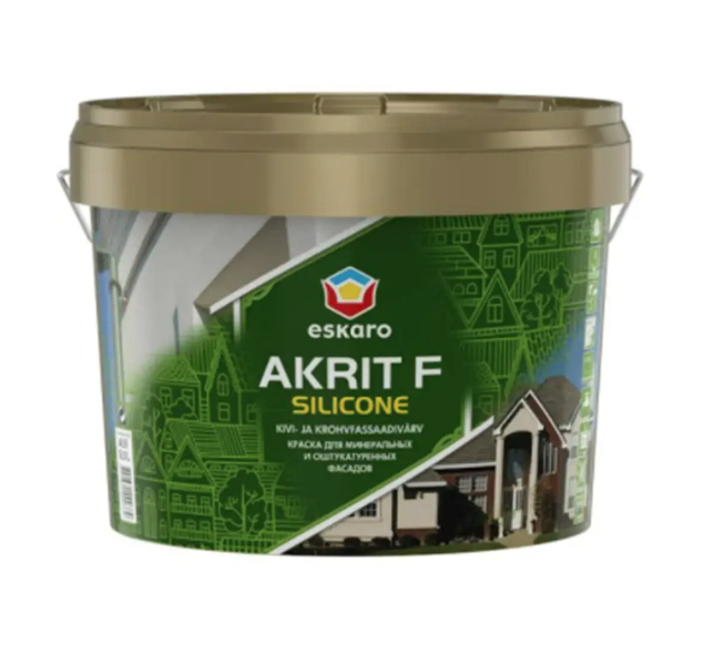 Фарба фасадна для стін ESKARO AKRIT F SILICONE (під тонування, прозора В3) 9л