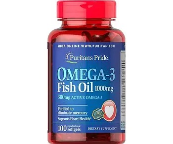 Puritan's Pride Omega 3 Fish Oil 1000 mg (300 mg) 100 sgels