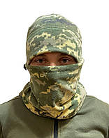 Комплект: Баф + шапка тактические военные зимние на флисе, армейский теплый комплект 55-57 цвет пиксель