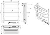 Електрична рушникосушка Laris Стандарт П5 500 х 660 з полкою Е (підключення справа), фото 6