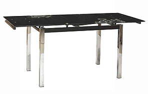 Стіл обідній GD-017 метал Хром, стільниця скло Чорне 110-170х74 (Signal ТМ)