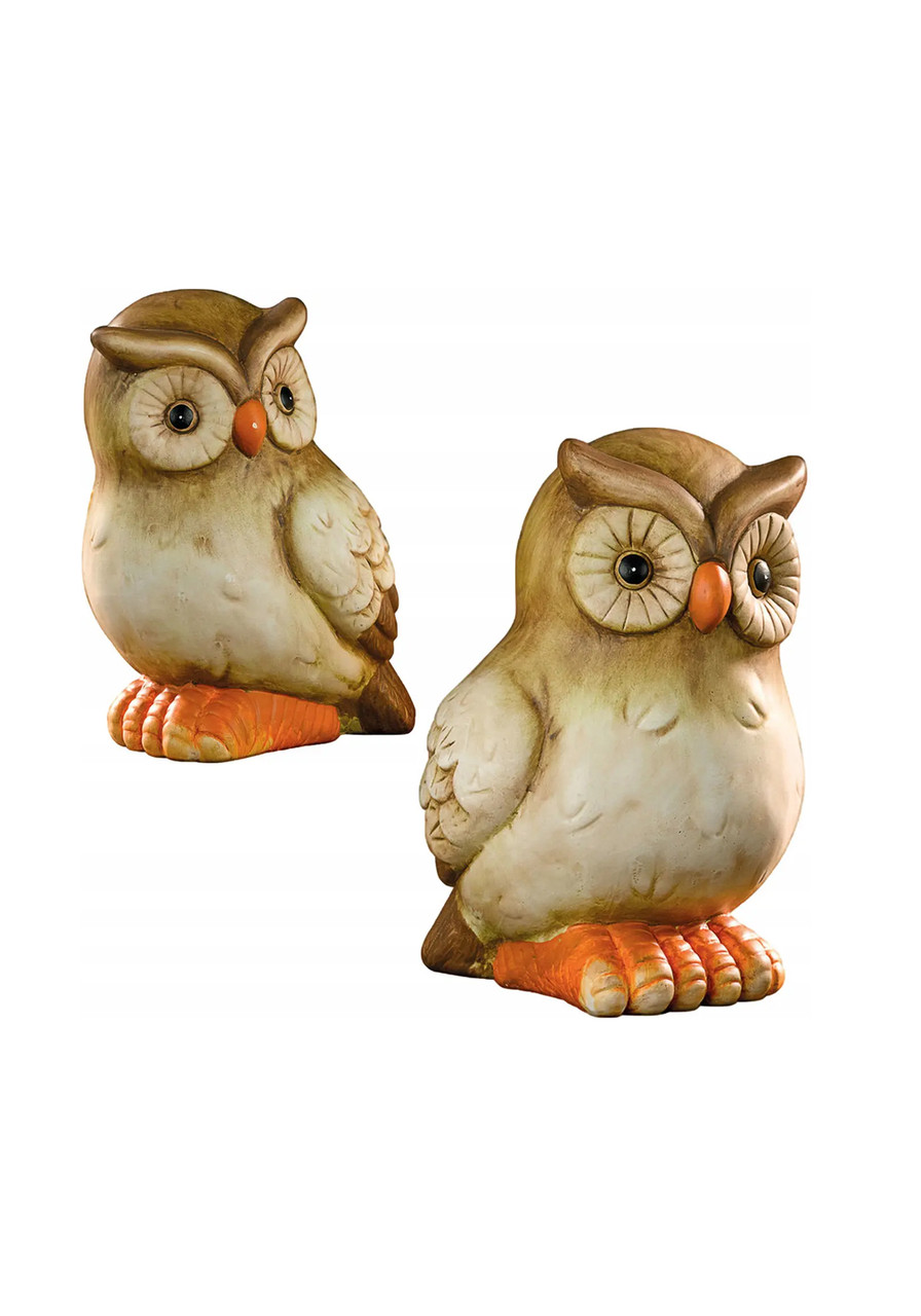 Декоративні керамічні статуетки Сови 2 шт Livarno Home, осінні фігурки 16 см, фото 1