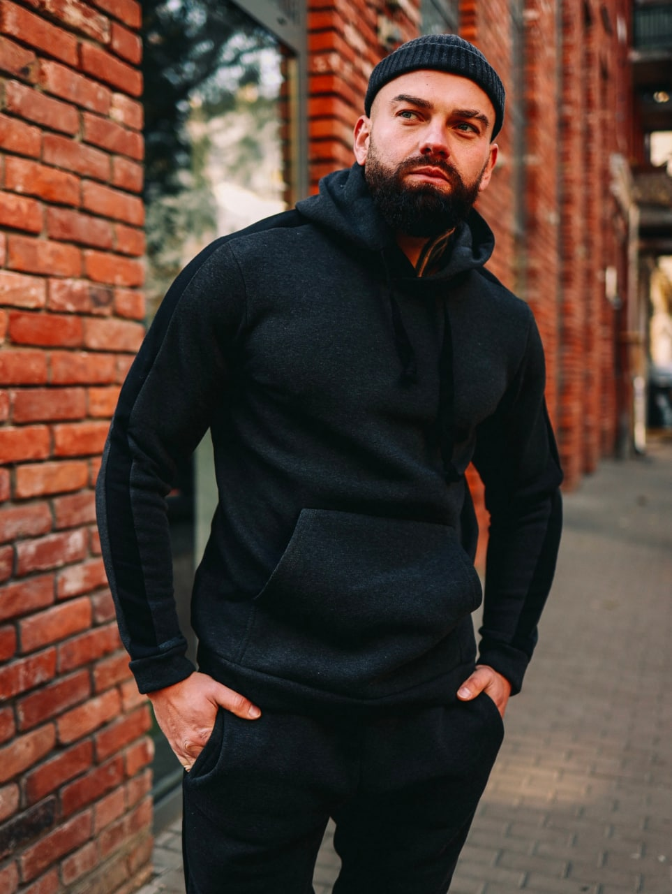 Зимовий чоловічий спортивний костюм теплий із лампасами на флісі, чоловічі костюми утеплені модні стильні